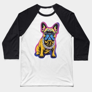 Gold French Bulldog with Silver Chain Baseball T-Shirt